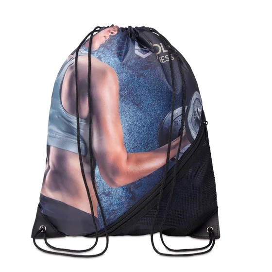 Mochila de cuerdas de RPET con bolsillo de malla con cremallera · MB3103