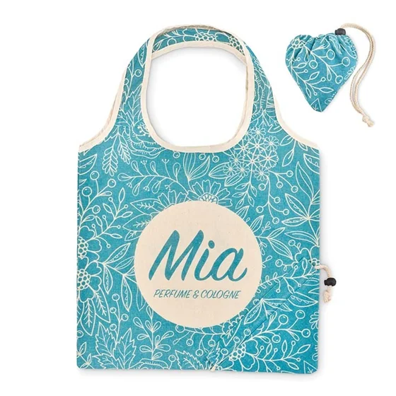 Bolsa plegable de algodón con cierre de cordón en la funda ( 38x50cm). · MB8110