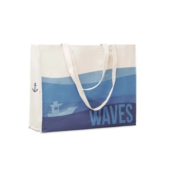 Bolsa de algodón reciclado preconsumo fuelle y asas largas reforzadas (50x15x40cm). · MB8806