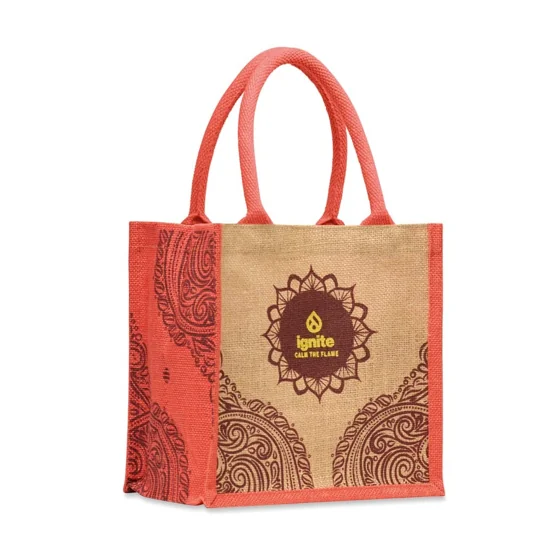 Bolsa de yute laminado con los colores de tu marca (24x24x16cm) · MB8922