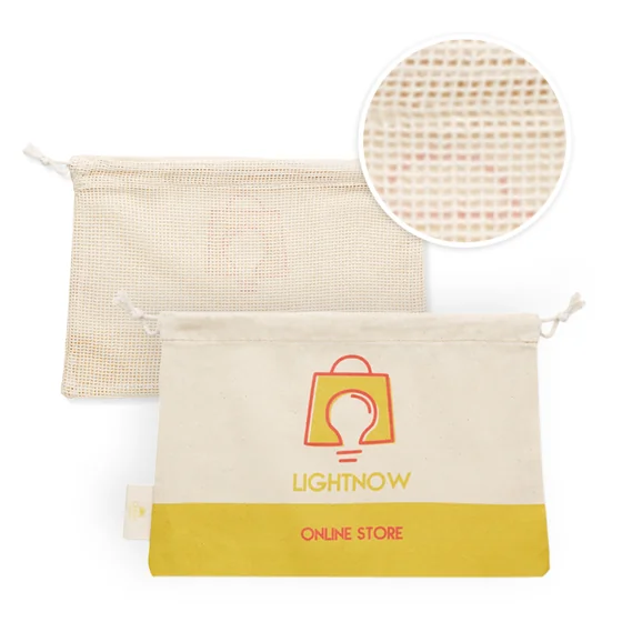 Bolsa para alimentos de algodón con malla a un lado (30x20cm). Certificado contacto alimentos. · MB9009