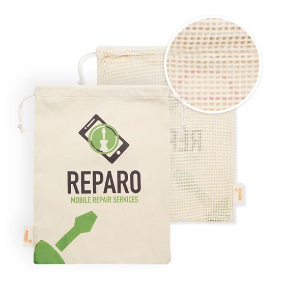 Bolsa para alimentos de algodón con malla a un lado (30x35cm). Certificado contacto alimentos. · MB9010