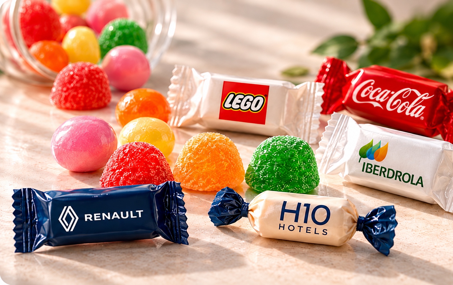 Caramelos y gominolas con envoltorios personalizados para empresas