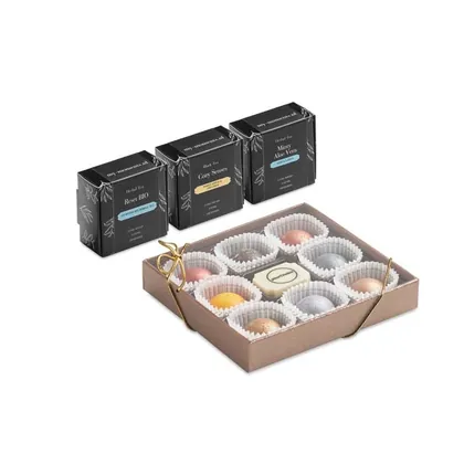 Caja de regalo con 3 tés Zen y 9 bombones MI4004