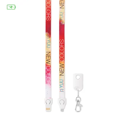 Lanyard y cable cargador 2 en 1 con sublimación. MC1004