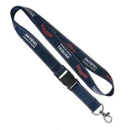 Lanyard desmontable de poliéster con hilos reflectantes. ML1022