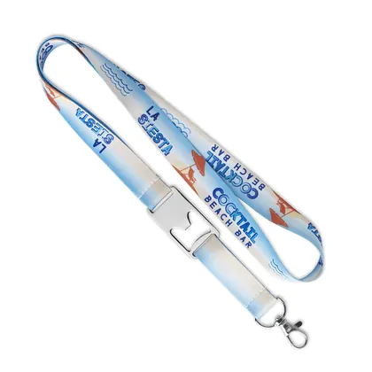 Lanyard de poliéster sublimado con abrebotellas. ML1154