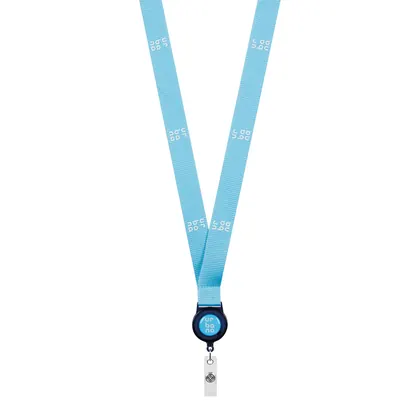 Lanyard de poliéster con impresión serigráfica y carrete redondo para tarjeta. ML1161