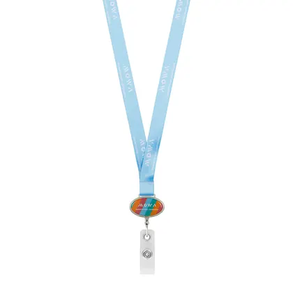Lanyard sublimado de poliéster con porta credencial de carrete y logotipo grande. ML1168