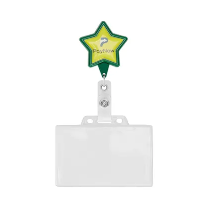 Carrete portacredenciales retráctil en forma de estrella con logotipo. MLBR06