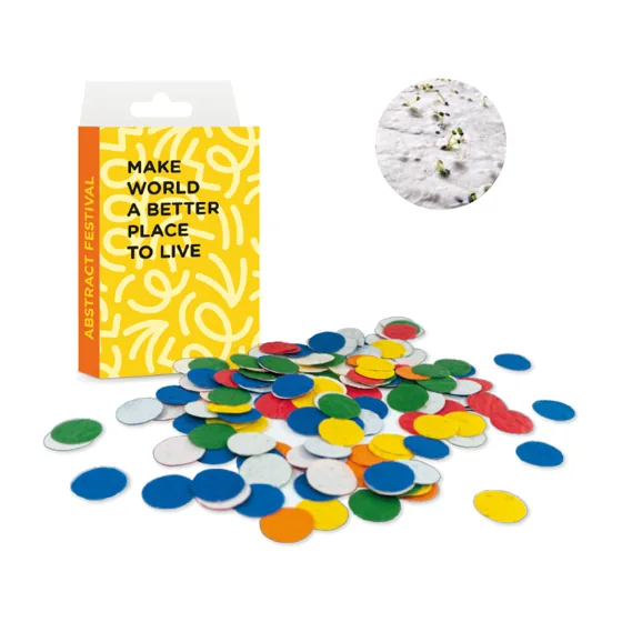 Mezcla de flores confeti de papel de semillas en caja con tu diseño. · MG6903