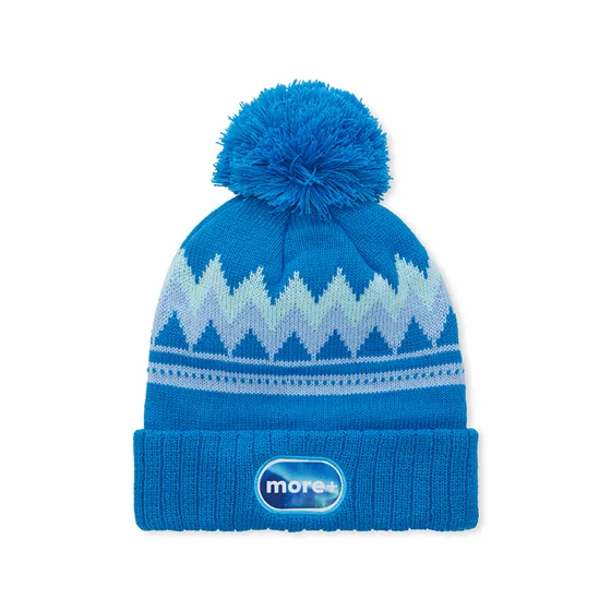 Gorro acrílico jacquard personalizado, con dobladillo 3*1 y borla. · MW1016