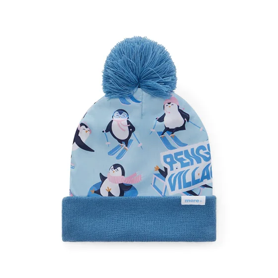 Gorro de poliéster a todo color con interior acrílico, pompón y puño de 1*1. · MW1031