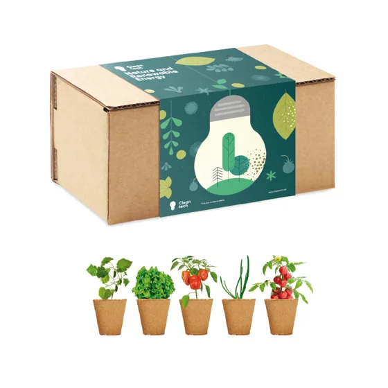 Caja de cultivo con 5 macetas biodegradables. · YC6499