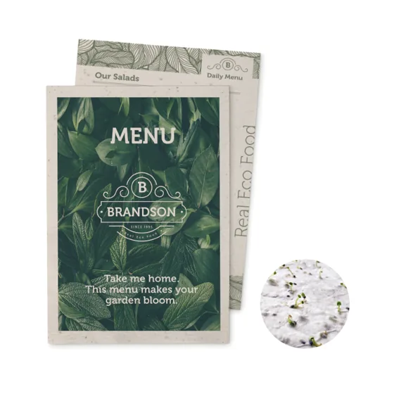 Papel de semillas para plantar A4 con su diseño. 8 opciones diferentes de semillas disponibles. · YC6914