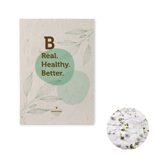 Papel de semillas para plantar A5 con tu diseño. 8 opciones diferentes de semillas disponibles. · YC6915