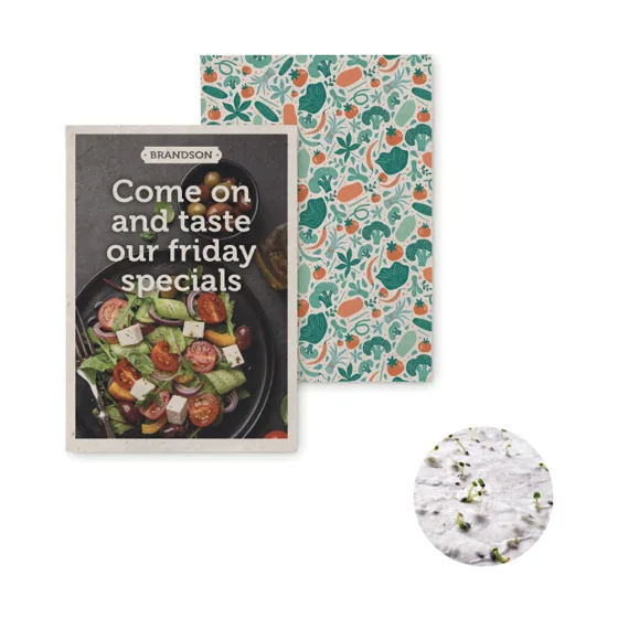 Papel de semillas para plantar A6 con tu diseño. 8 opciones diferentes de semillas disponibles. · YC6916