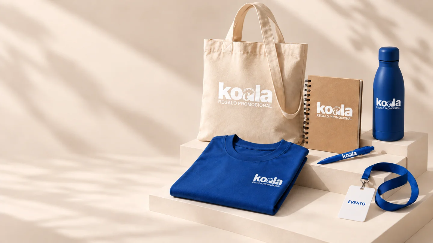 Selección conceptual de artículos KOALA para kits de bienvenida y regalos para eventos