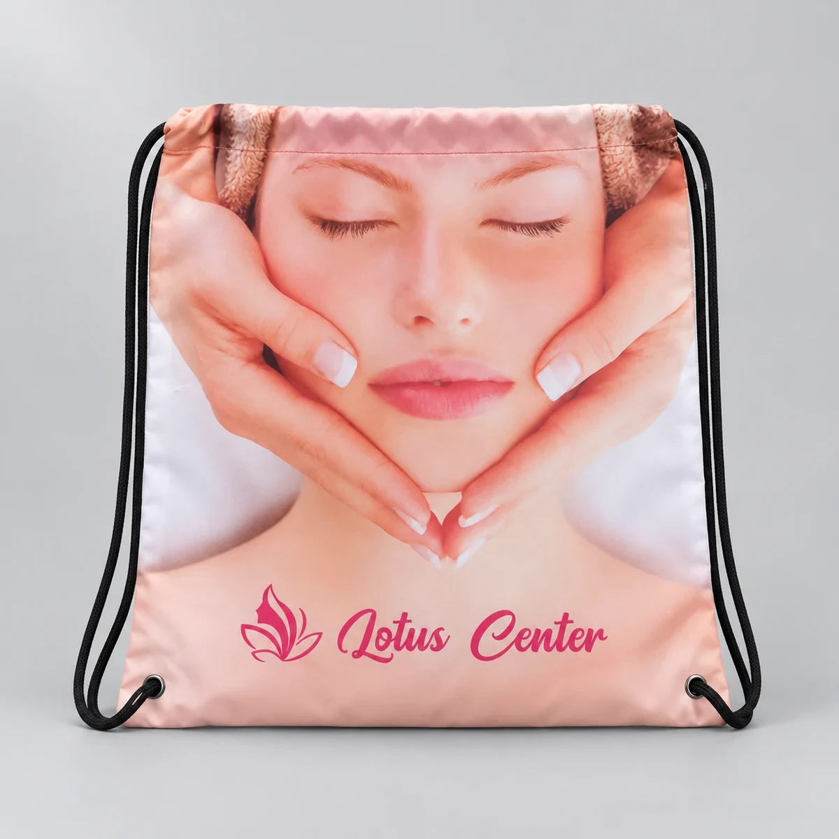 Bolsa Lotus Center: producto personalizado con el logotipo original, fotografía retocada de estudio
