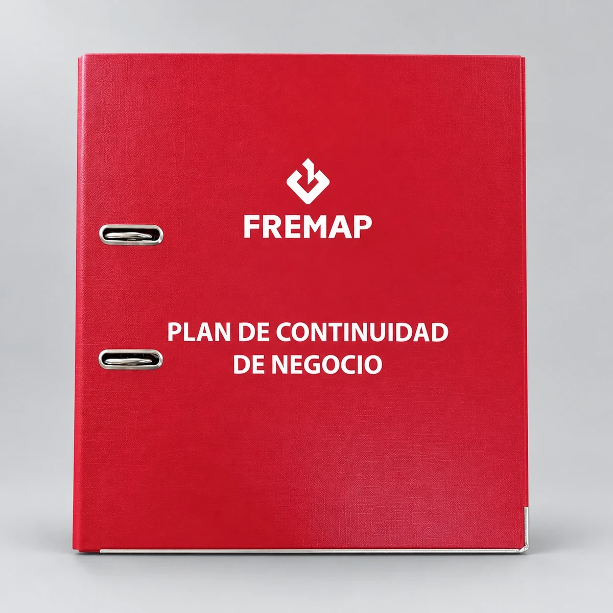Carpeta FREMAP: producto personalizado con el logotipo original, fotografía retocada de estudio
