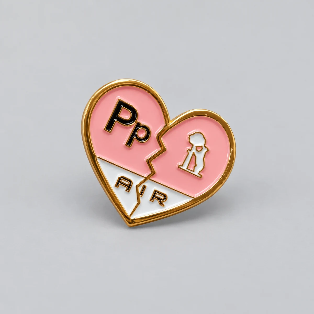 Pin metálico personalizado: producto personalizado con el logotipo original, fotografía retocada de estudio