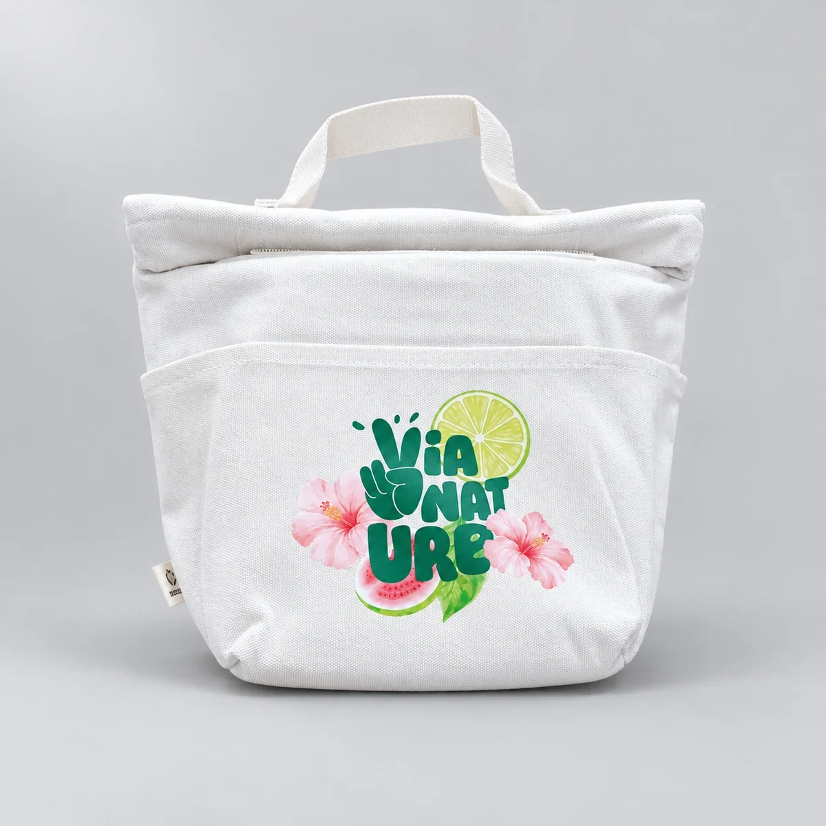 Bolsa con recipiente Vianature: producto personalizado con el logotipo original, fotografía retocada de estudio