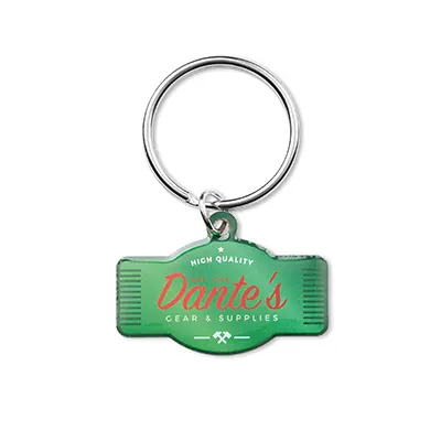 Llavero de acero inoxidable en forma personalizada y con gota de resina a todo color MK2004