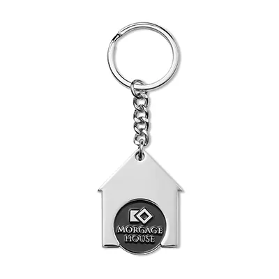 Llavero en forma de casa con moneda para carrito con tu diseño en esmalte suave MK4001