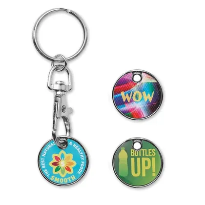 Llavero con moneda para carrito con lámina de aluminio a todo color MK4006