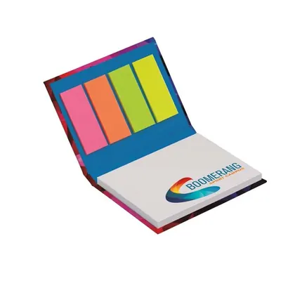 Bloc de notas de tapa dura de papel con su diseño en cada nota adhesiva. COMB04