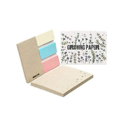 Bloc de notas de tapa blanda de papel de semillas con su diseño en cada nota adhesiva. COMBS2