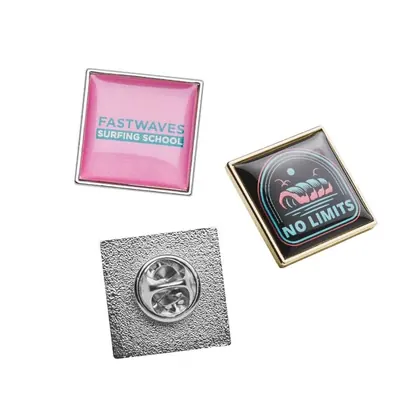 Pin cuadrado de metal con doming MPIN09